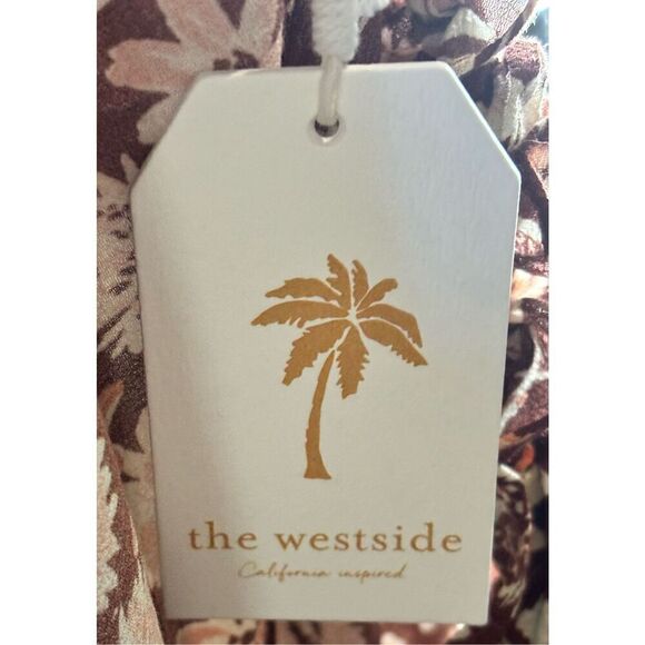 THE WESTSIDE Layla Off Shoulder Mini Dress in Brown Multi NWT Size Medium - Picture 10 of 11